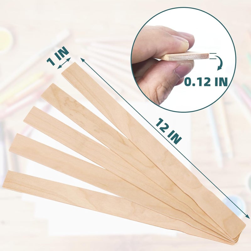 WISYOK 15 Pack 12 Inch Paint Stir Sticks - Wooden Paint Sticks for Mixing, Large Popsicle Sticks for Crafts, Paint Stirrers for Epoxy Resin, Garden Markers - Image 2